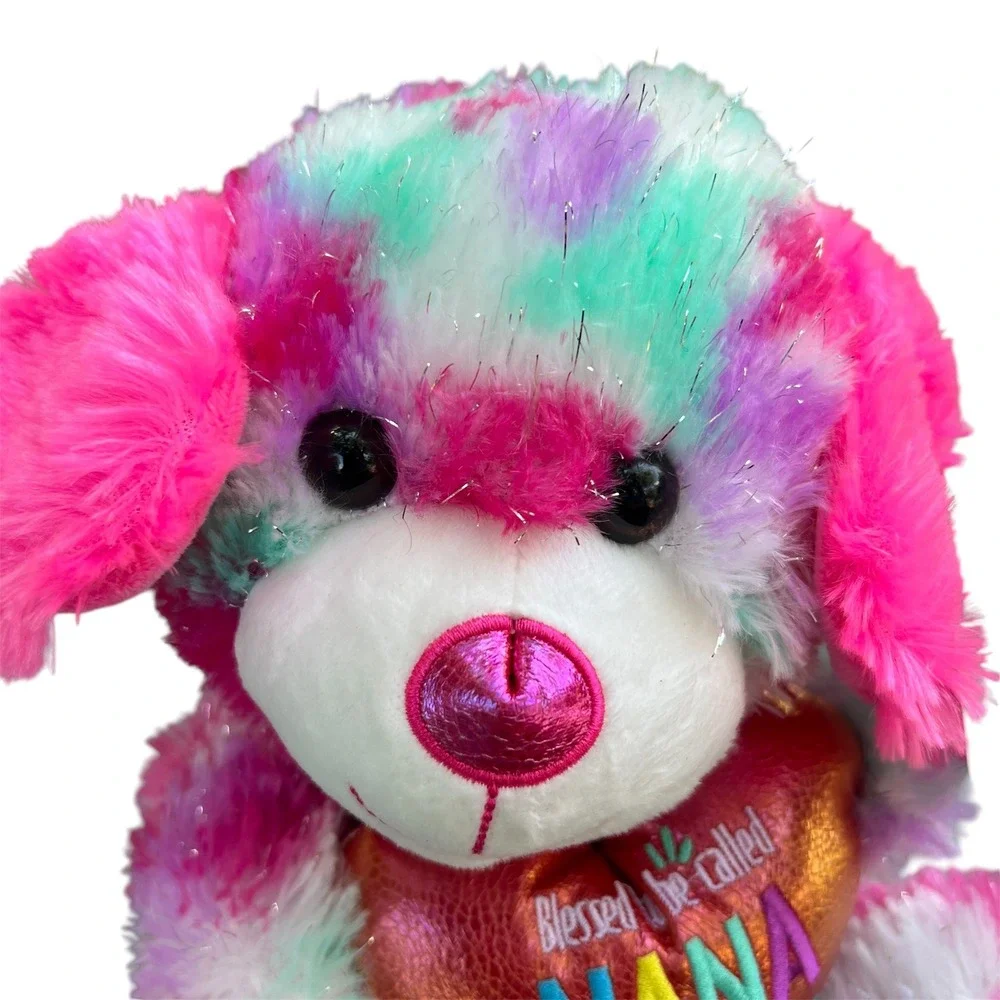 Way To Celebrate Mothers Day Nana Plush Dog Tie Dye Pink Purple Teal 10 inch NWT